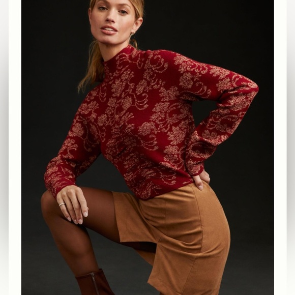 Anthropologie Sweaters - Anthropologie Ruched Mock Neck Sweater Size Medium NWT